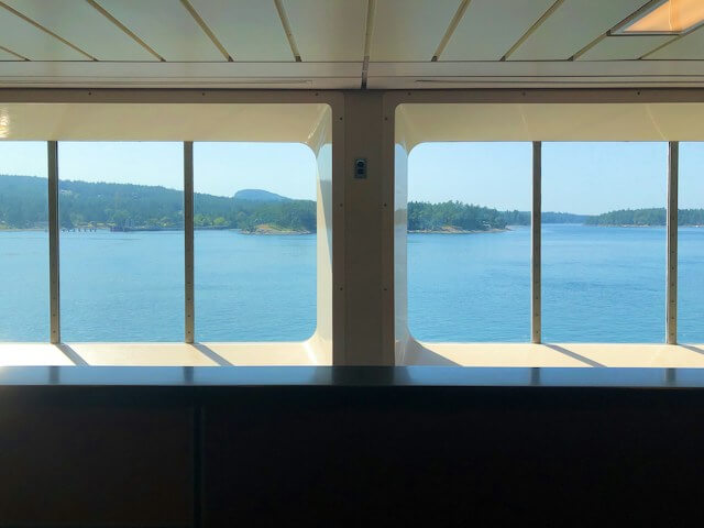 Aerial viewpoint of the Tsawwassen Ferry Terminal causeway and docking infrastructure in British Columbia